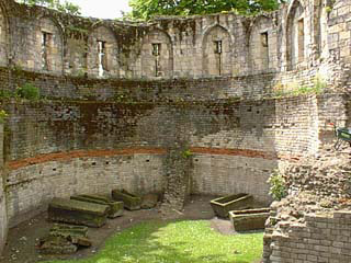 Roman wall and coffins