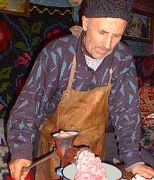 Petru grinding the red meat