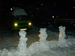 Snowmen in Road