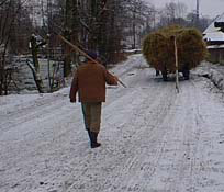 Haystack moving in snow